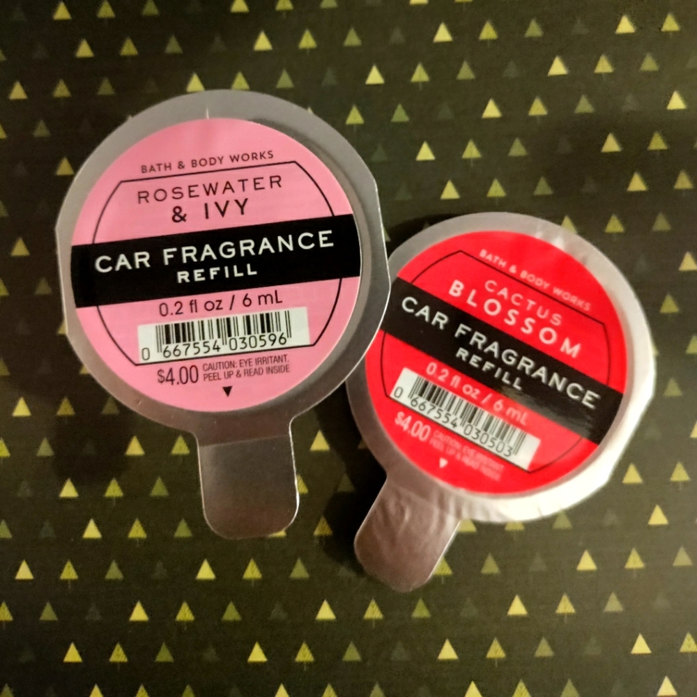 Bath and Body Works 2 Car Fragrances: cactus bloom and rose water